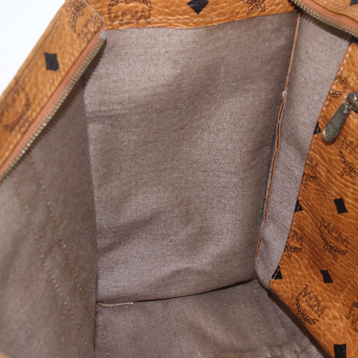 MCM Logogram Vicetos Tote Bag PVC Brown Gold Auth BA9359