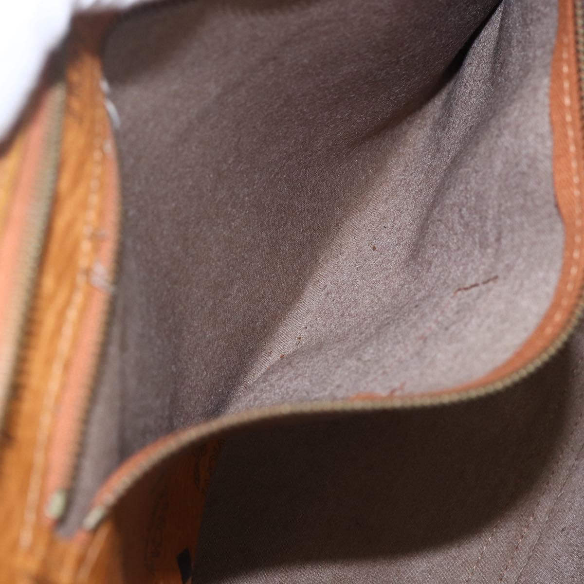 MCM Logogram Vicetos Tote Bag PVC Brown Gold Auth BA9359