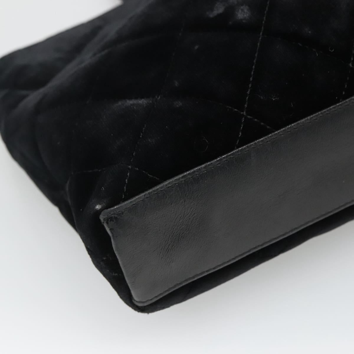 CHANEL Matelasse Hand Bag Suede Black CC Auth BA936