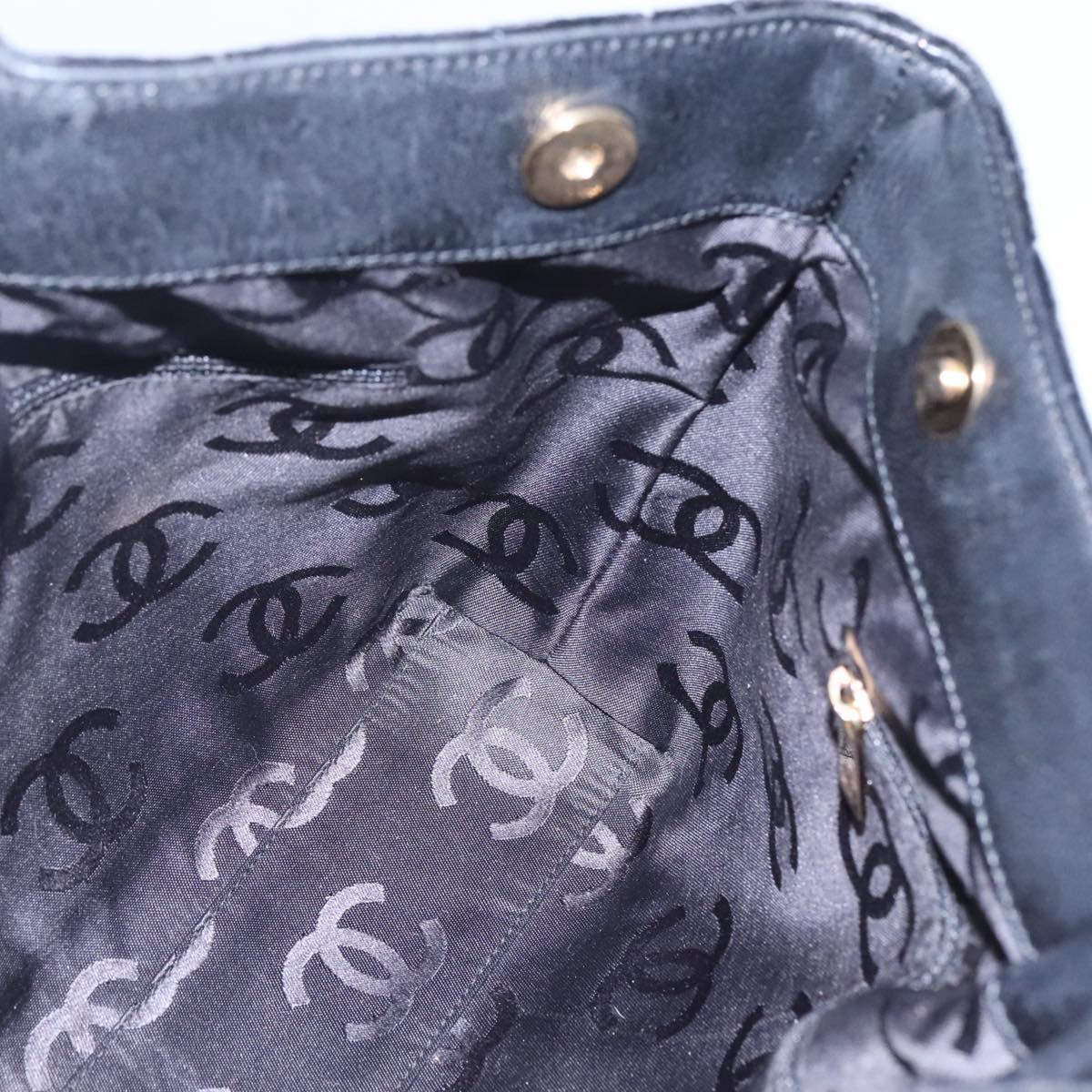 CHANEL Matelasse Hand Bag Suede Black CC Auth BA936