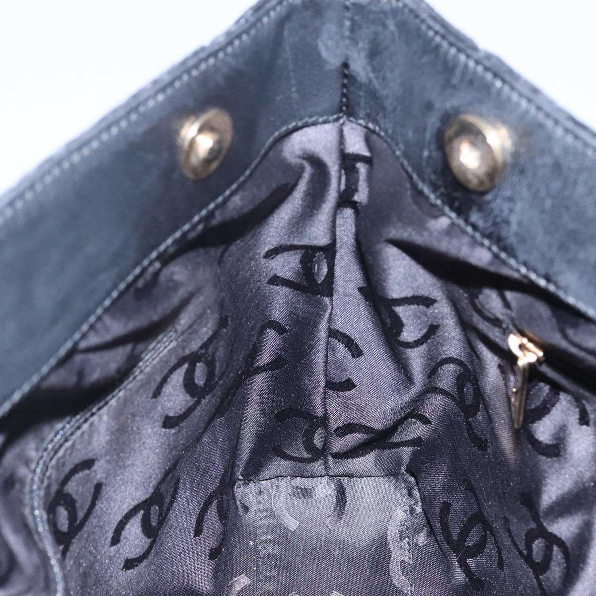 CHANEL Matelasse Hand Bag Suede Black CC Auth BA936