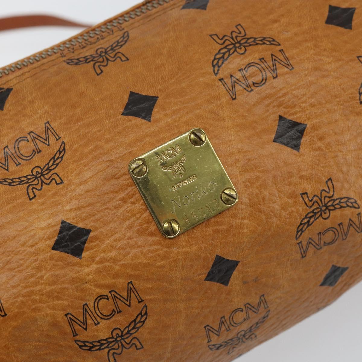 MCM Logogram Vicetos Shoulder Bag PVC Brown Gold Auth BA9360