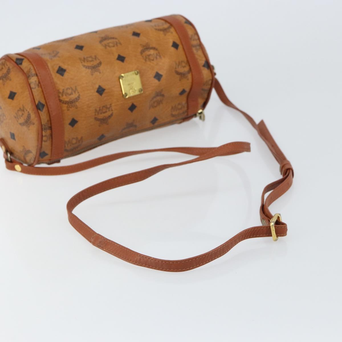 MCM Logogram Vicetos Shoulder Bag PVC Brown Gold Auth BA9360