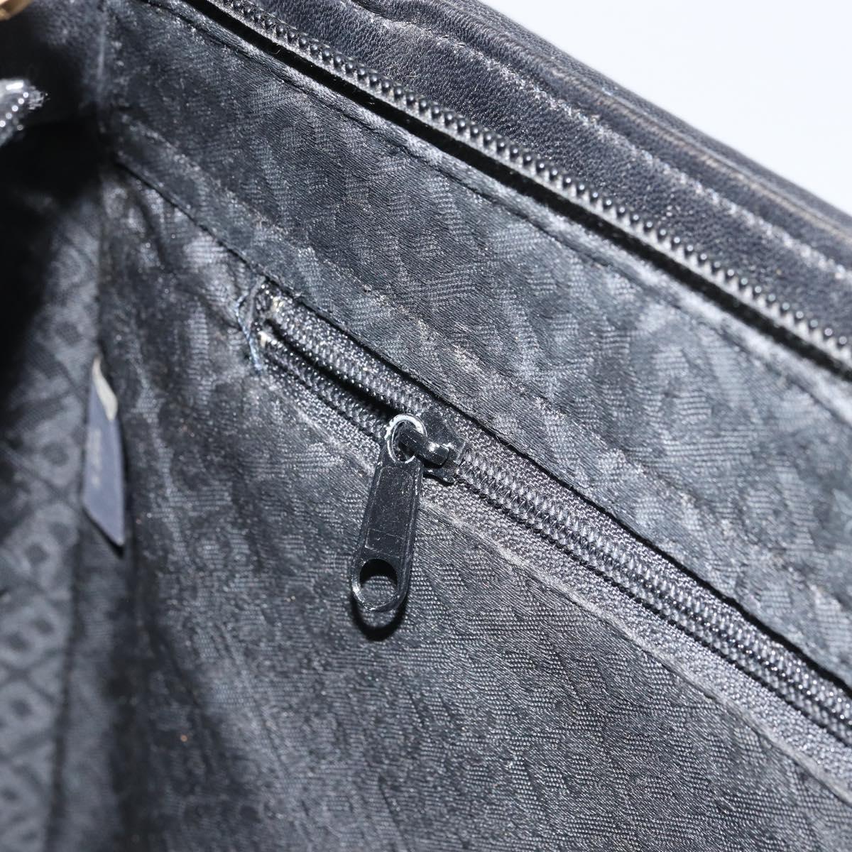 BALLY Tote Bag Leather Black Gold Auth BA9361