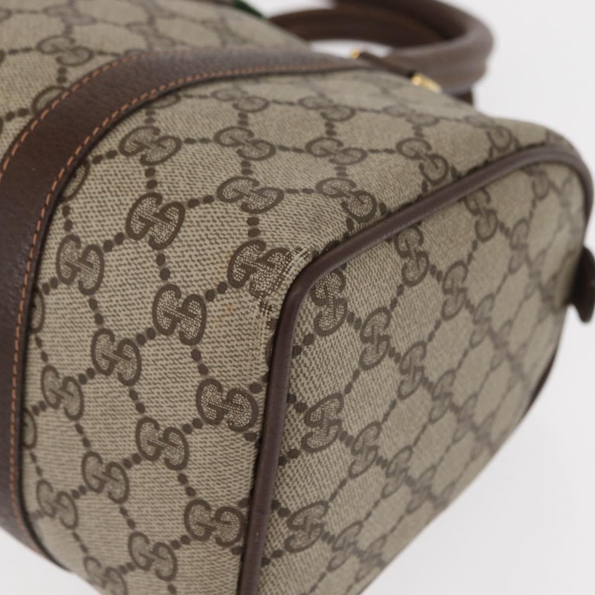 GUCCI GG Supreme Web Sherry Line Hand Bag PVC Beige Gold 40 02 006 Auth BA9363