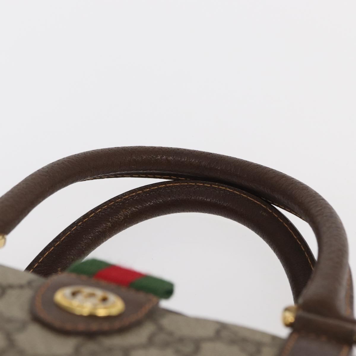 GUCCI GG Supreme Web Sherry Line Hand Bag PVC Beige Gold 40 02 006 Auth BA9363