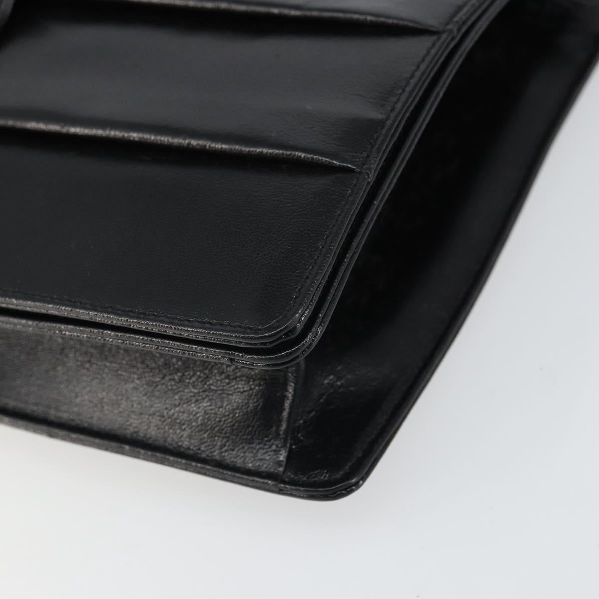 VALENTINO Shoulder Bag Leather Black Gold Auth BA9364