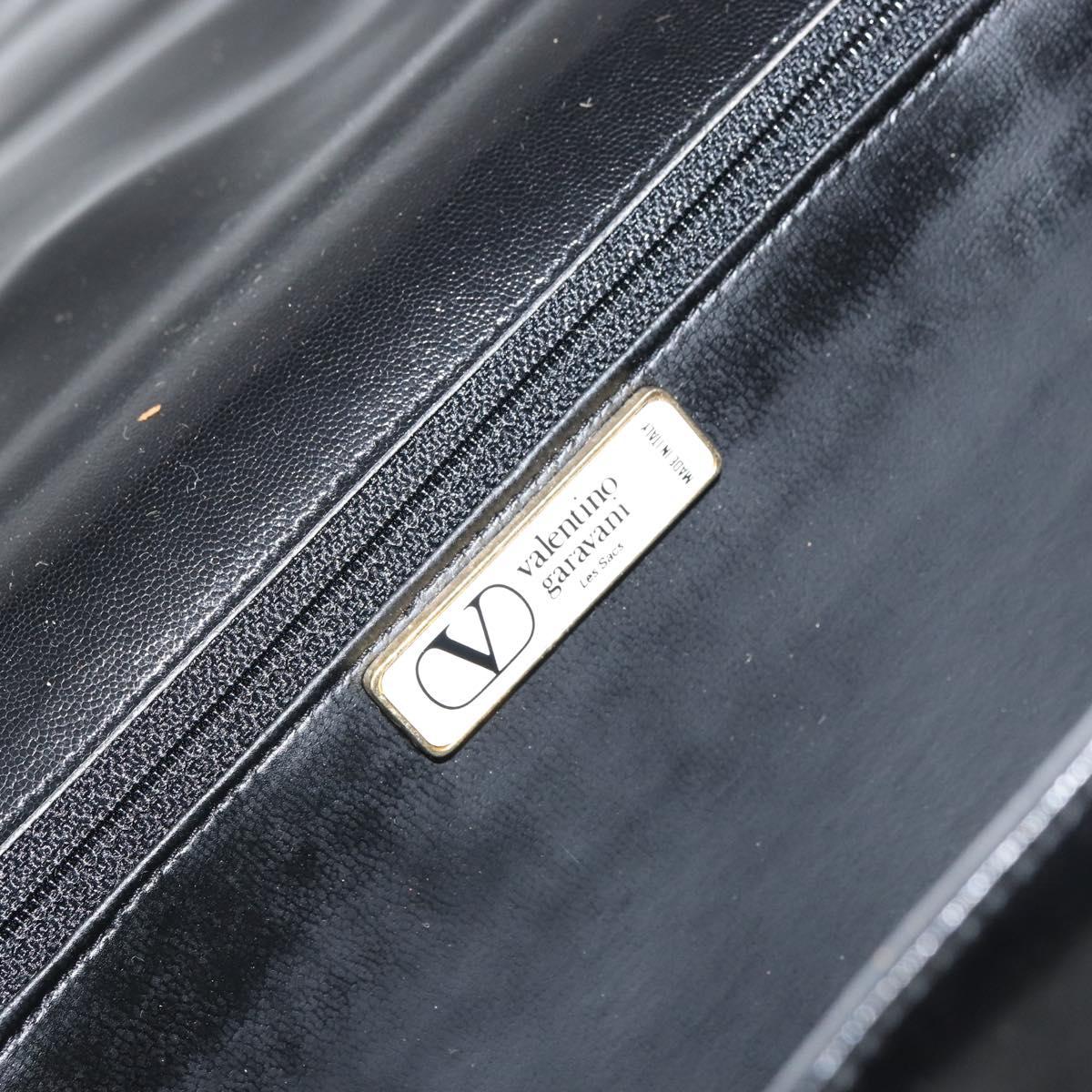 VALENTINO Shoulder Bag Leather Black Gold Auth BA9364