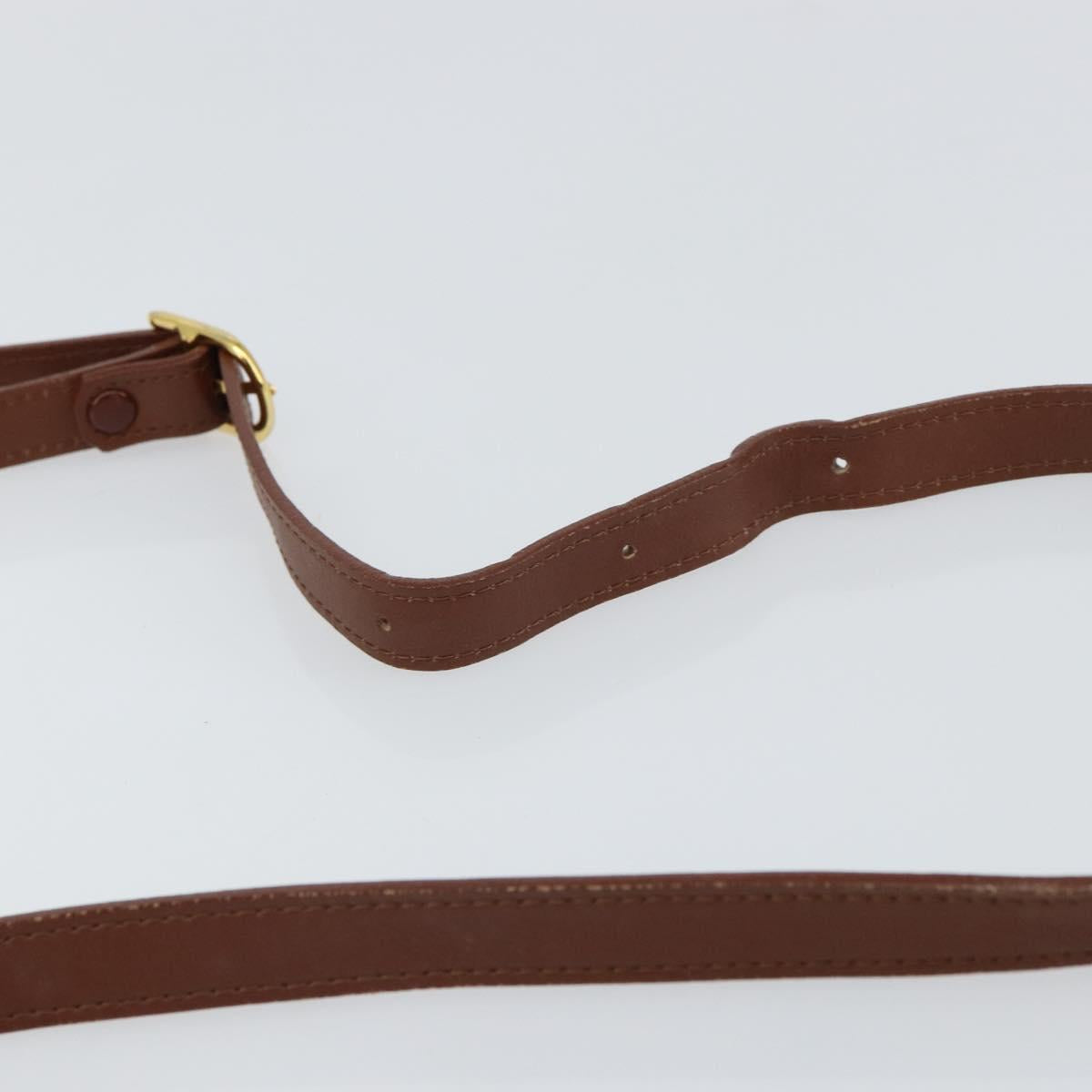 Burberrys Shoulder Bag Leather Brown Gold Auth BA9372