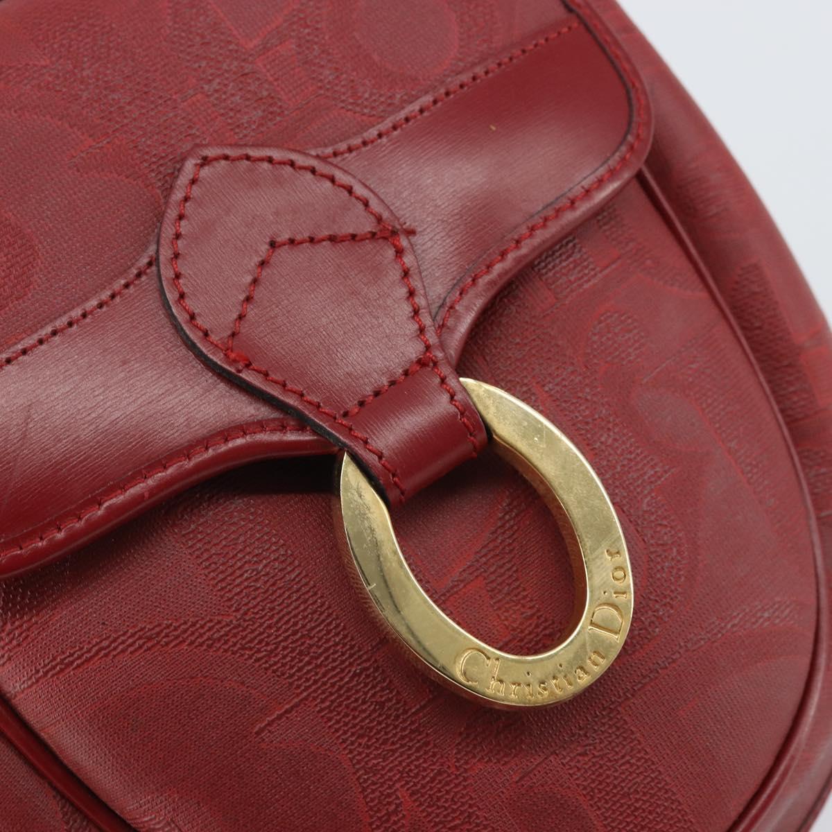 Christian Dior Trotter Canvas Shoulder Bag PVC Red Gold Auth BA9376