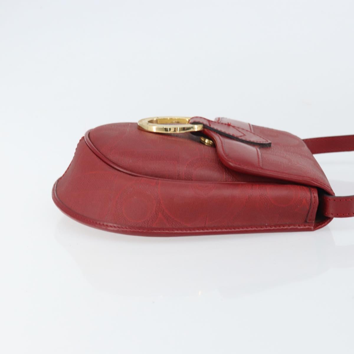 Christian Dior Trotter Canvas Shoulder Bag PVC Red Gold Auth BA9376