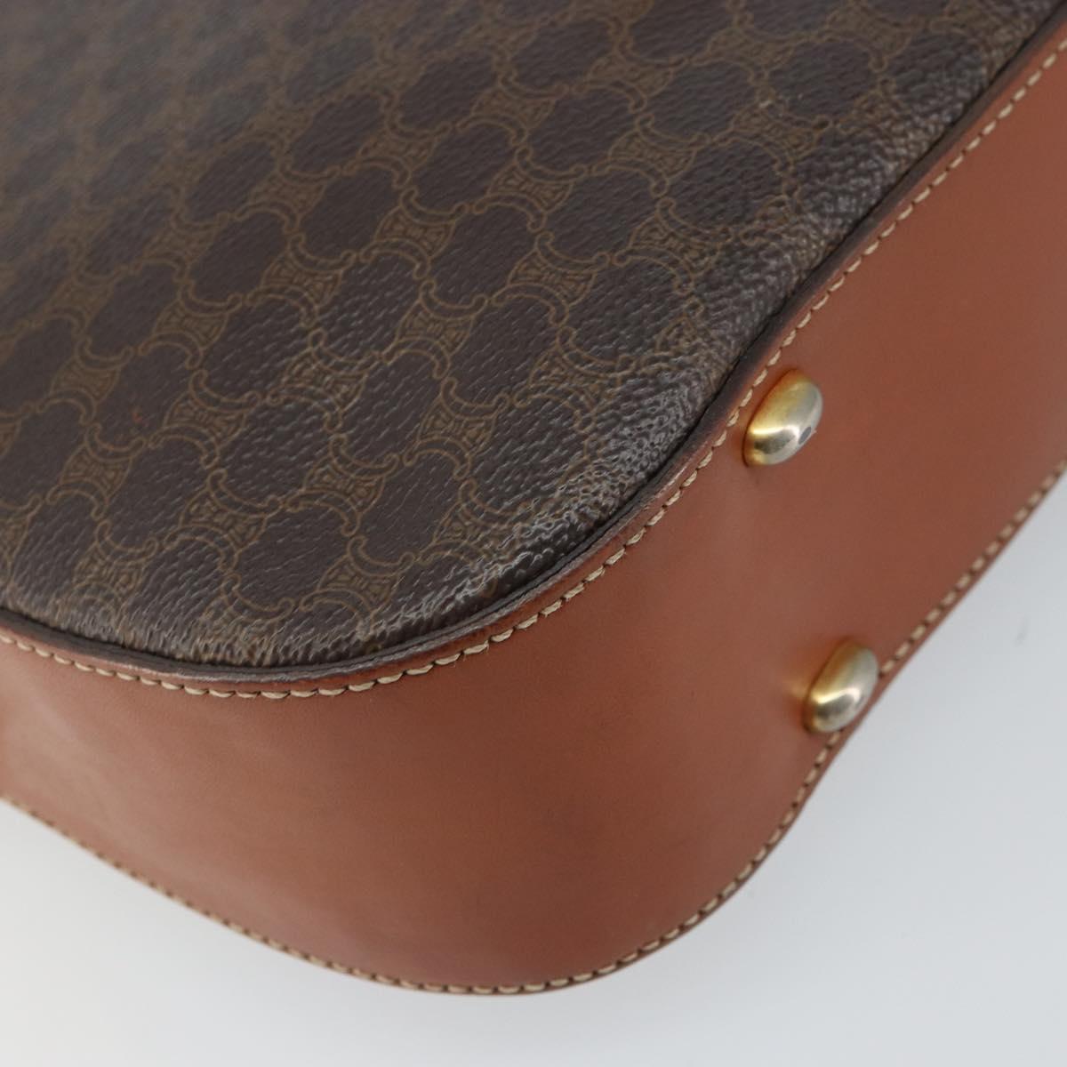 CELINE Macadam Canvas Shoulder Bag PVC Leather Brown Gold Auth BA9377