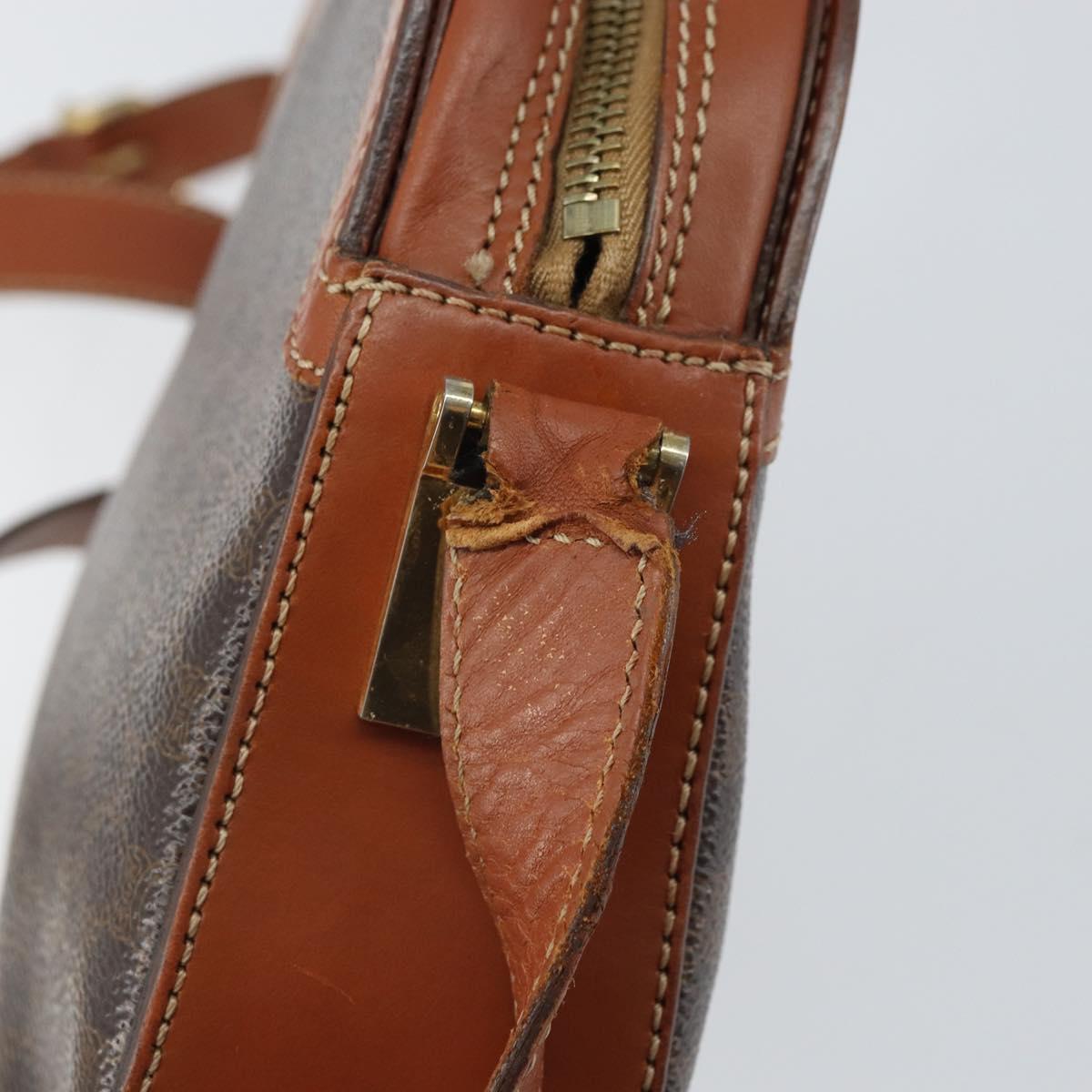 CELINE Macadam Canvas Shoulder Bag PVC Leather Brown Gold Auth BA9377