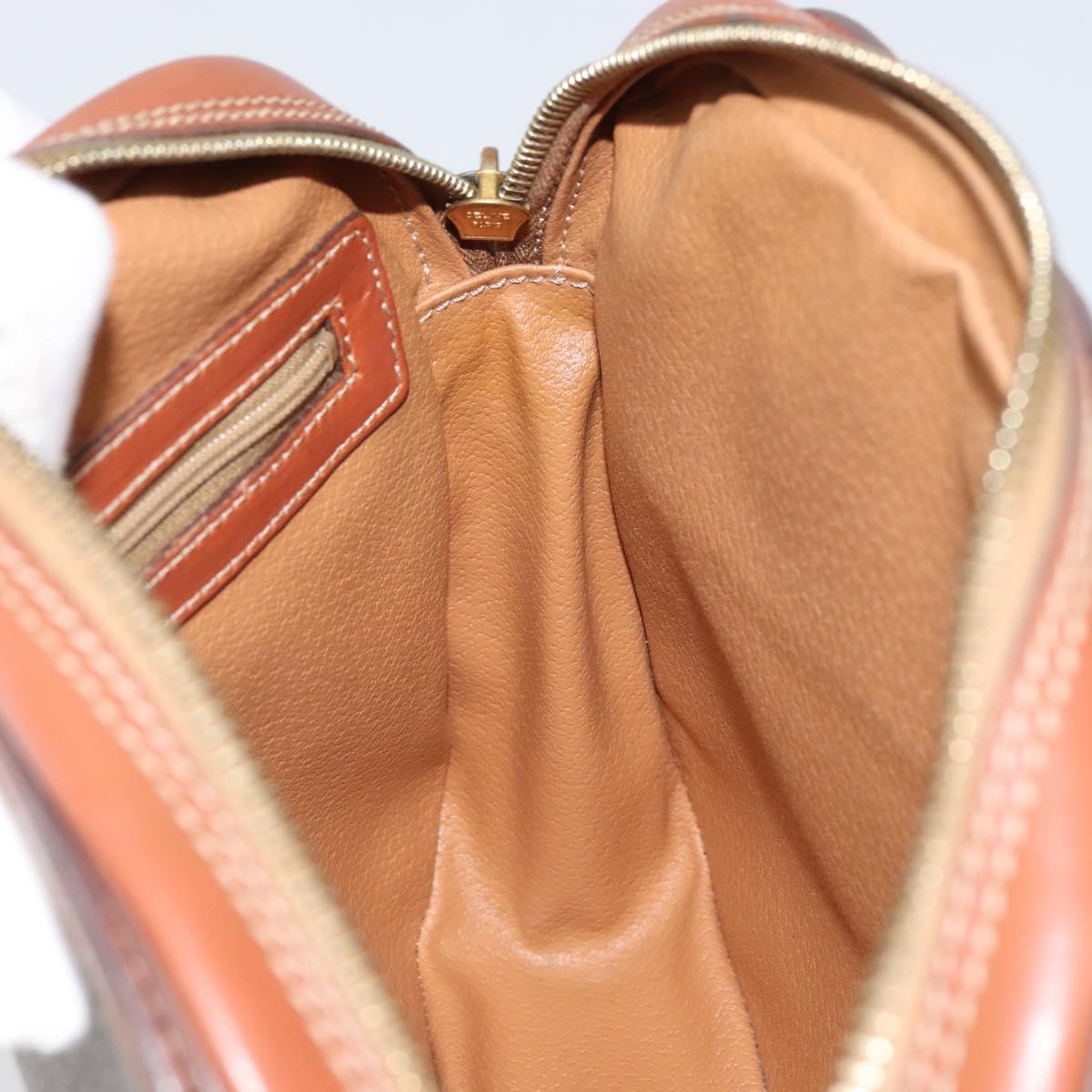 CELINE Macadam Canvas Shoulder Bag PVC Leather Brown Gold Auth BA9377