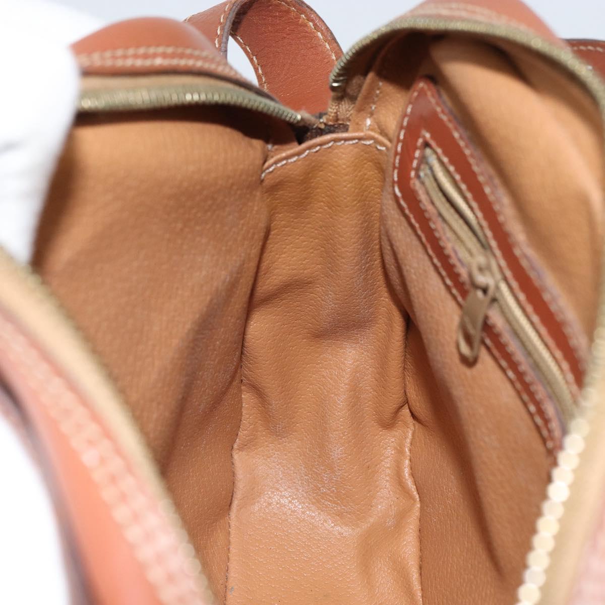 CELINE Macadam Canvas Shoulder Bag PVC Leather Brown Gold Auth BA9377