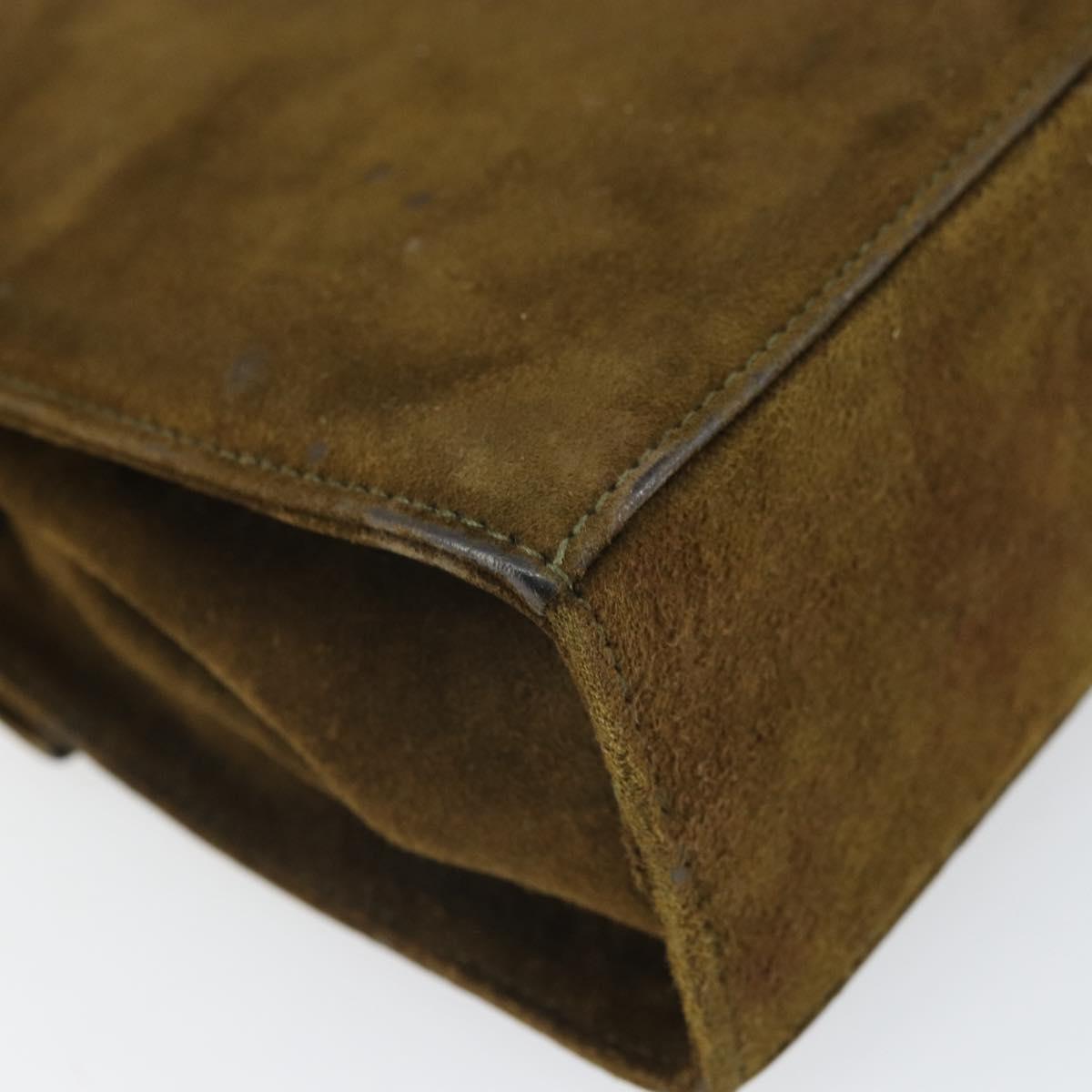Salvatore Ferragamo Vala Shoulder Bag Suede 2way Green Gold Auth BA9381