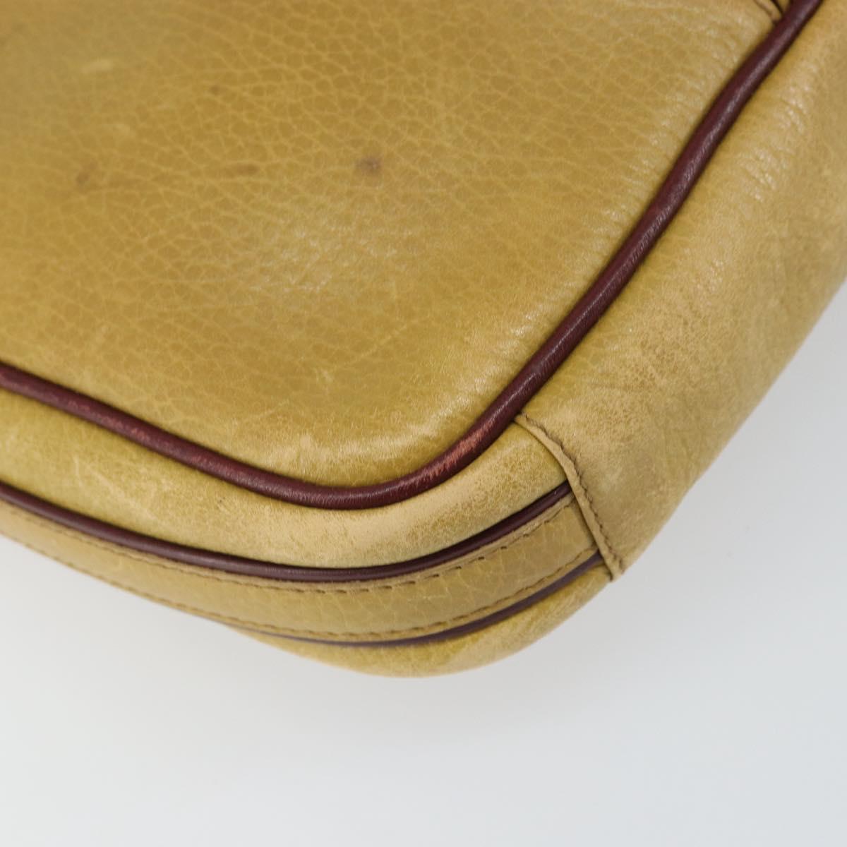 CARTIER Must Line Shoulder Bag Leather Yellow Gold Auth BA9382