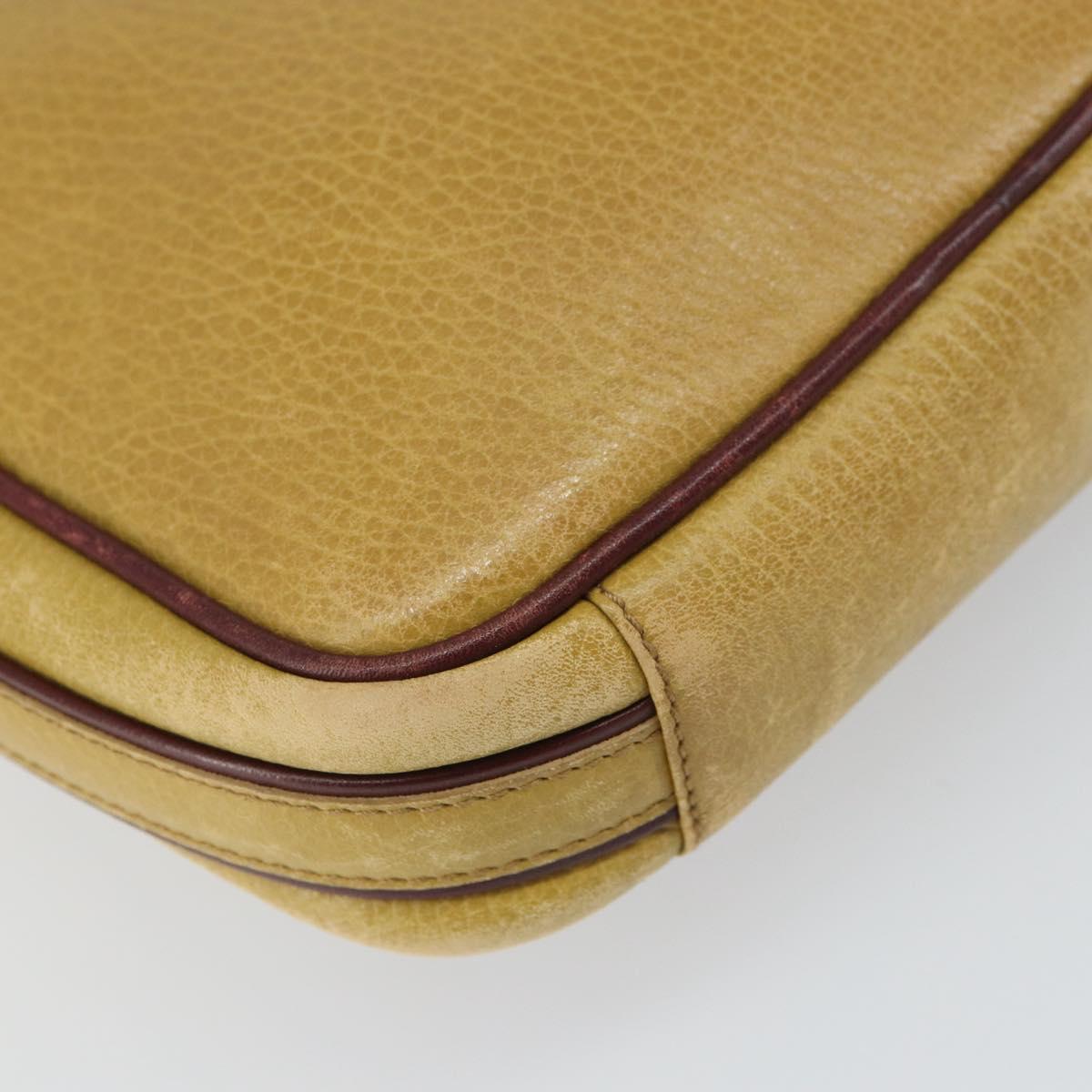 CARTIER Must Line Shoulder Bag Leather Yellow Gold Auth BA9382