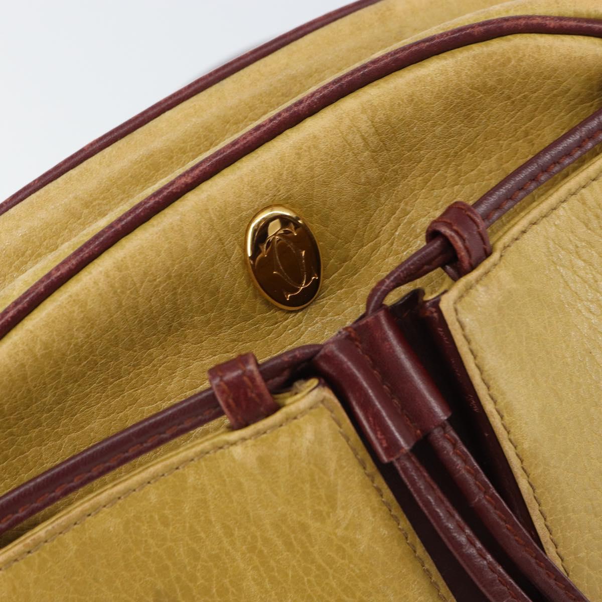 CARTIER Must Line Shoulder Bag Leather Yellow Gold Auth BA9382
