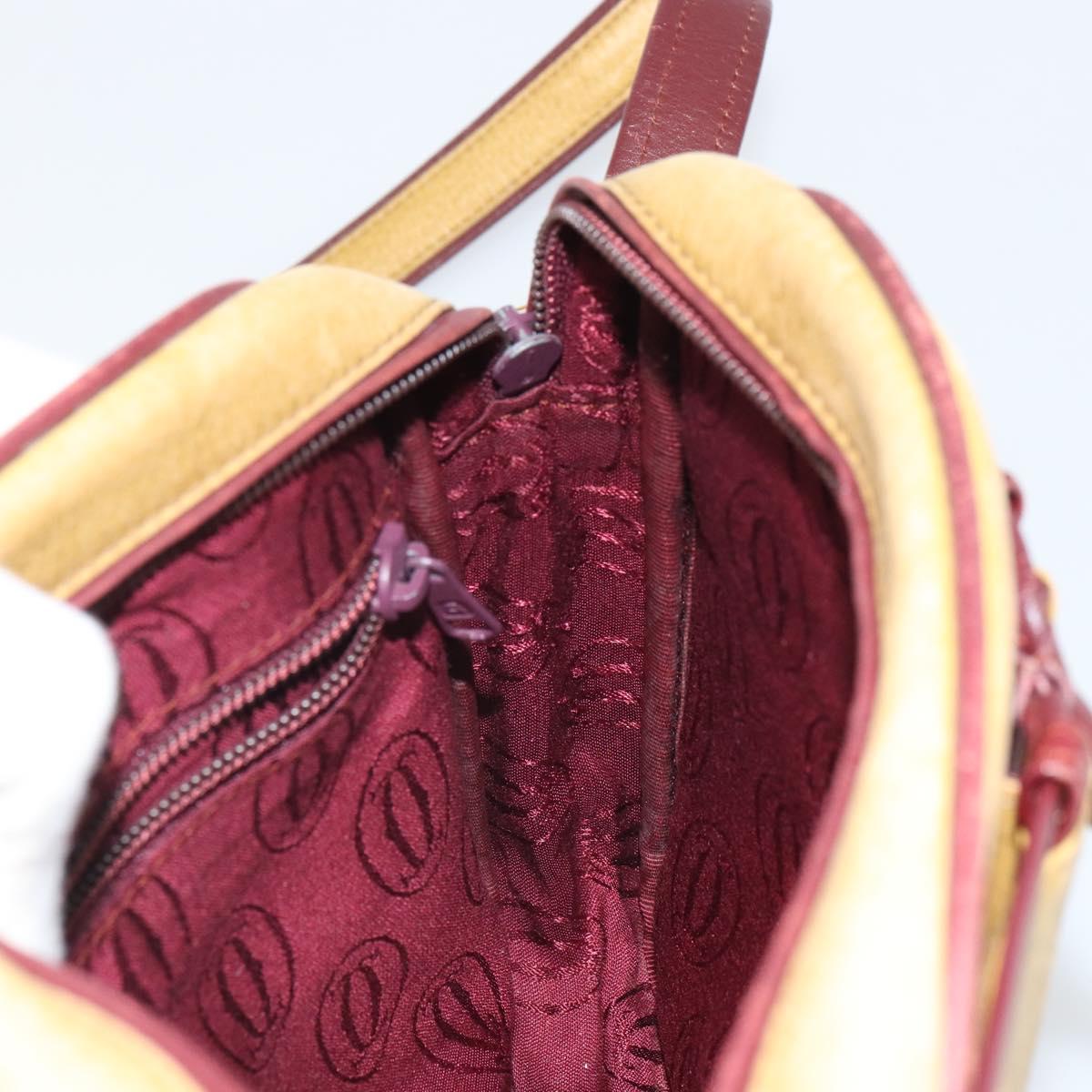 CARTIER Must Line Shoulder Bag Leather Yellow Gold Auth BA9382
