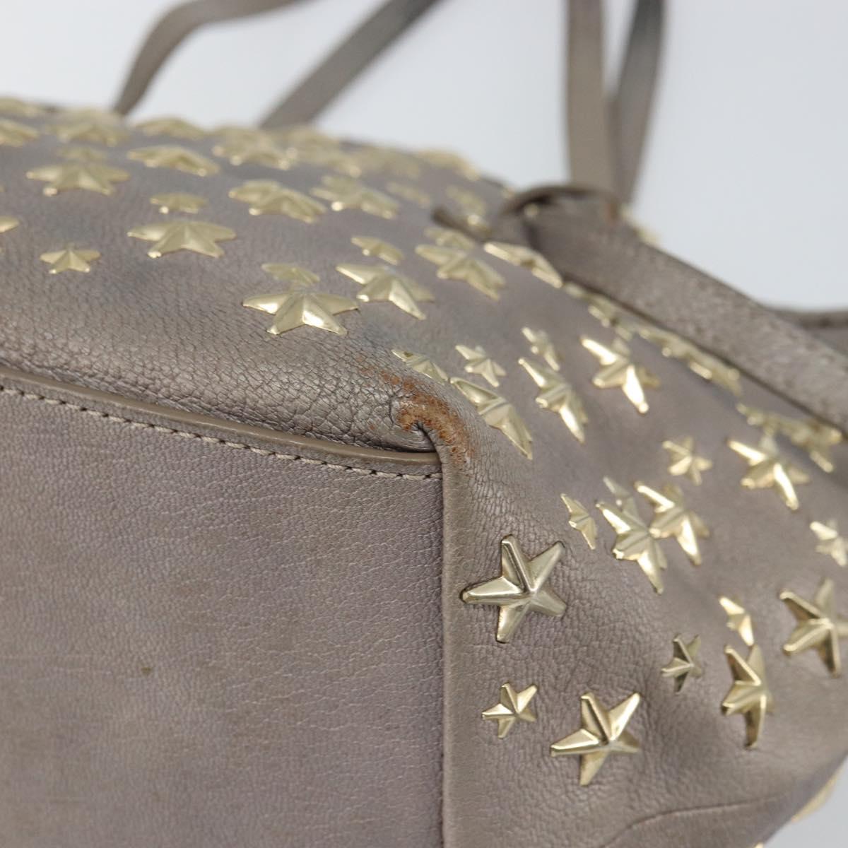 Jimmy Choo Sasha S Tote Bag Leather Silver Gold Auth BA9385