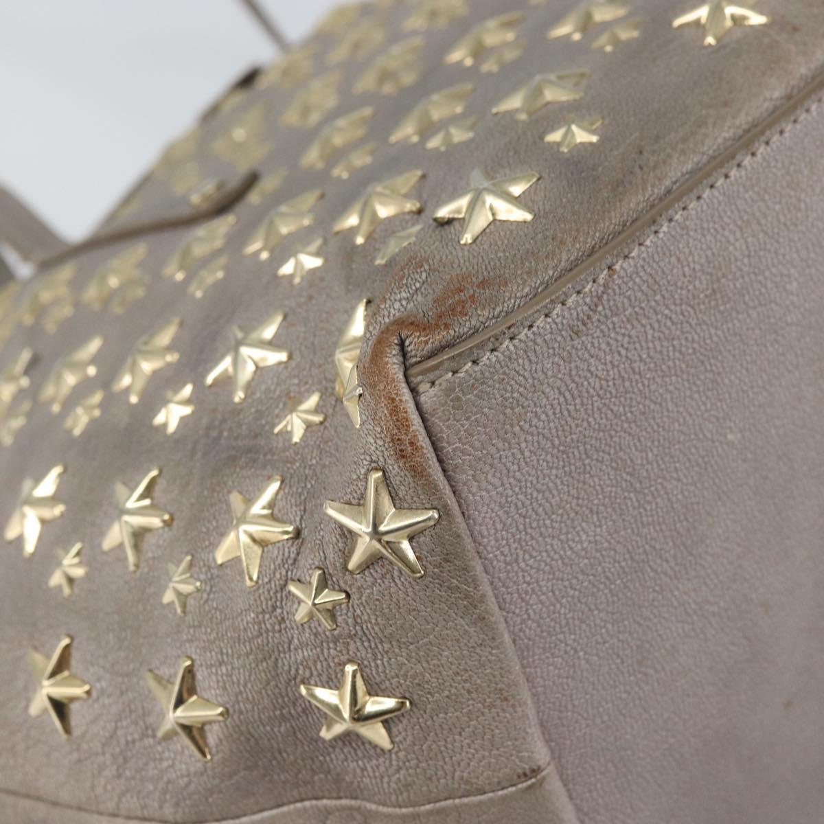 Jimmy Choo Sasha S Tote Bag Leather Silver Gold Auth BA9385