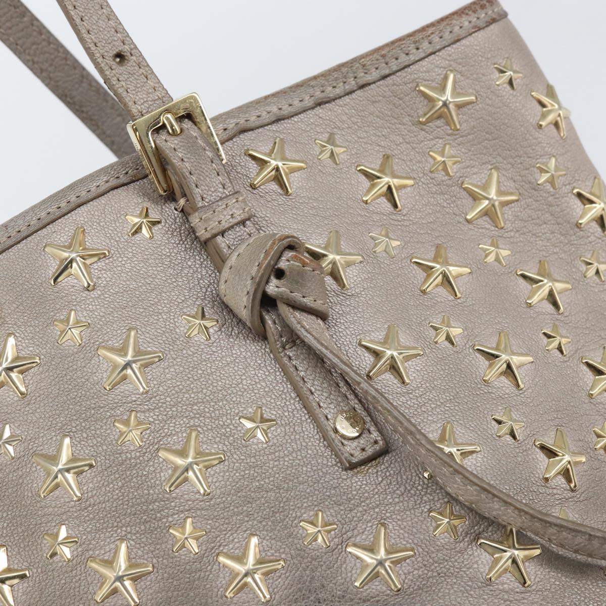 Jimmy Choo Sasha S Tote Bag Leather Silver Gold Auth BA9385