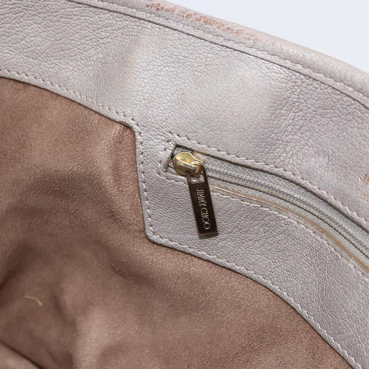 Jimmy Choo Sasha S Tote Bag Leather Silver Gold Auth BA9385