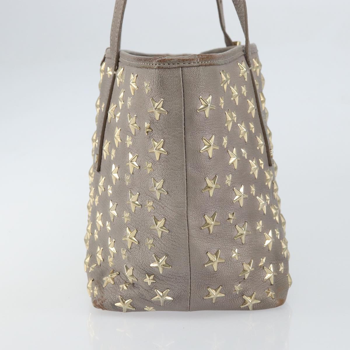 Jimmy Choo Sasha S Tote Bag Leather Silver Gold Auth BA9385