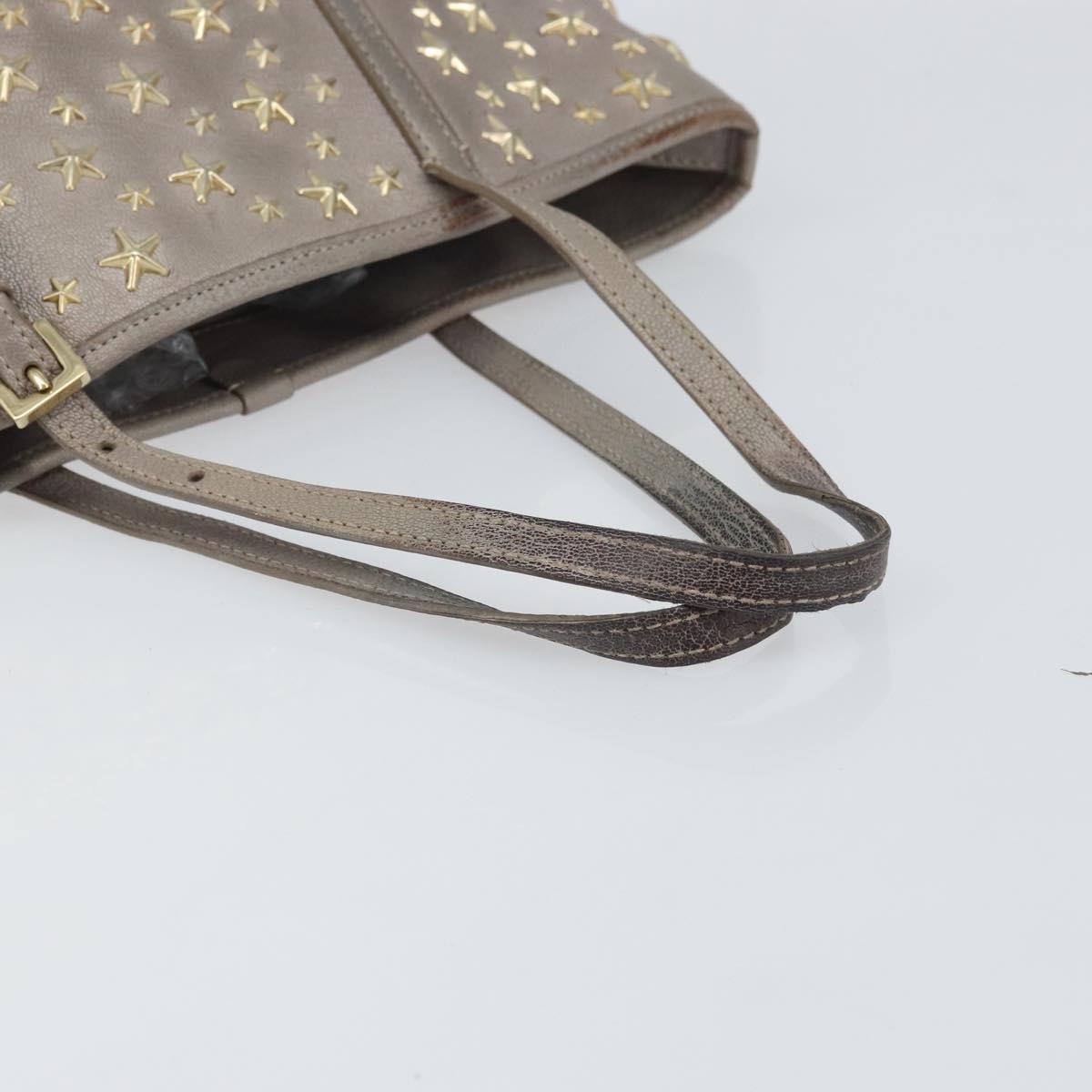 Jimmy Choo Sasha S Tote Bag Leather Silver Gold Auth BA9385