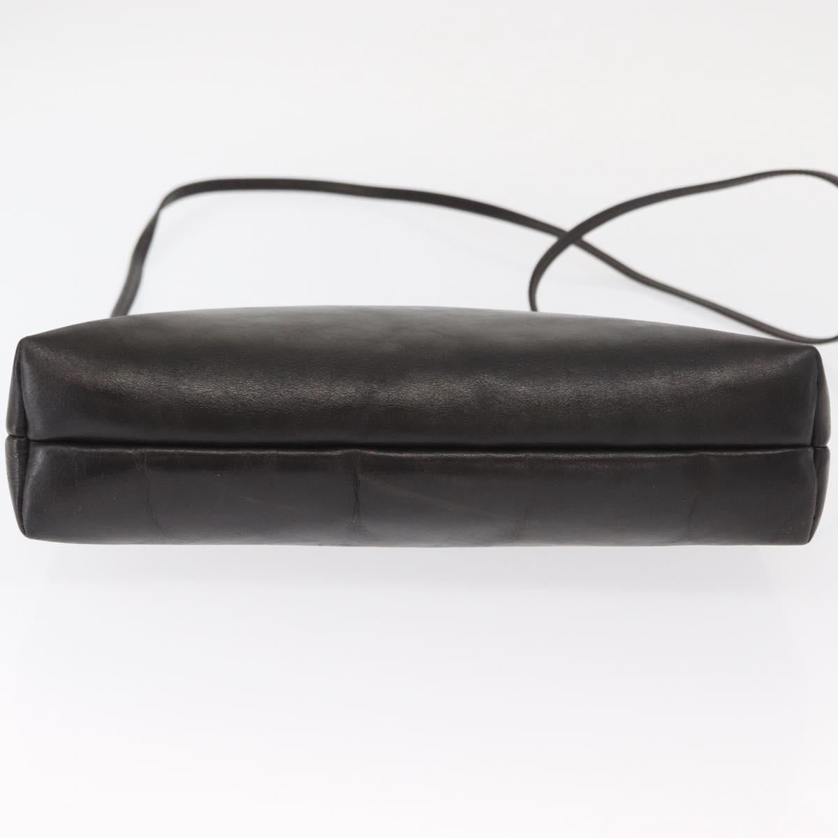 Salvatore Ferragamo Vala Shoulder Bag Leather Dark Brown Gold Auth BA9386