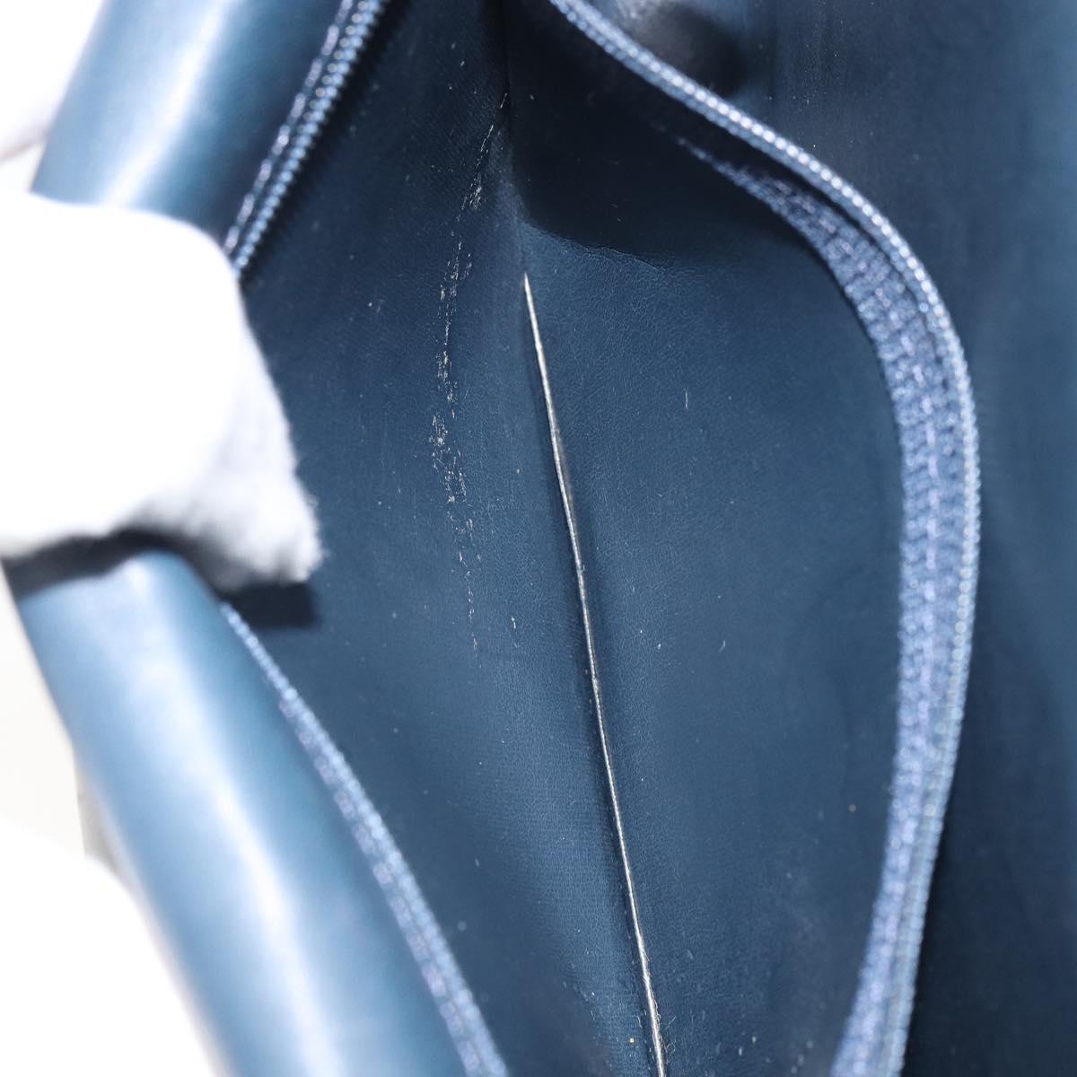 Christian Dior Chain Shoulder Bag Leather Navy Gold Auth BA9389