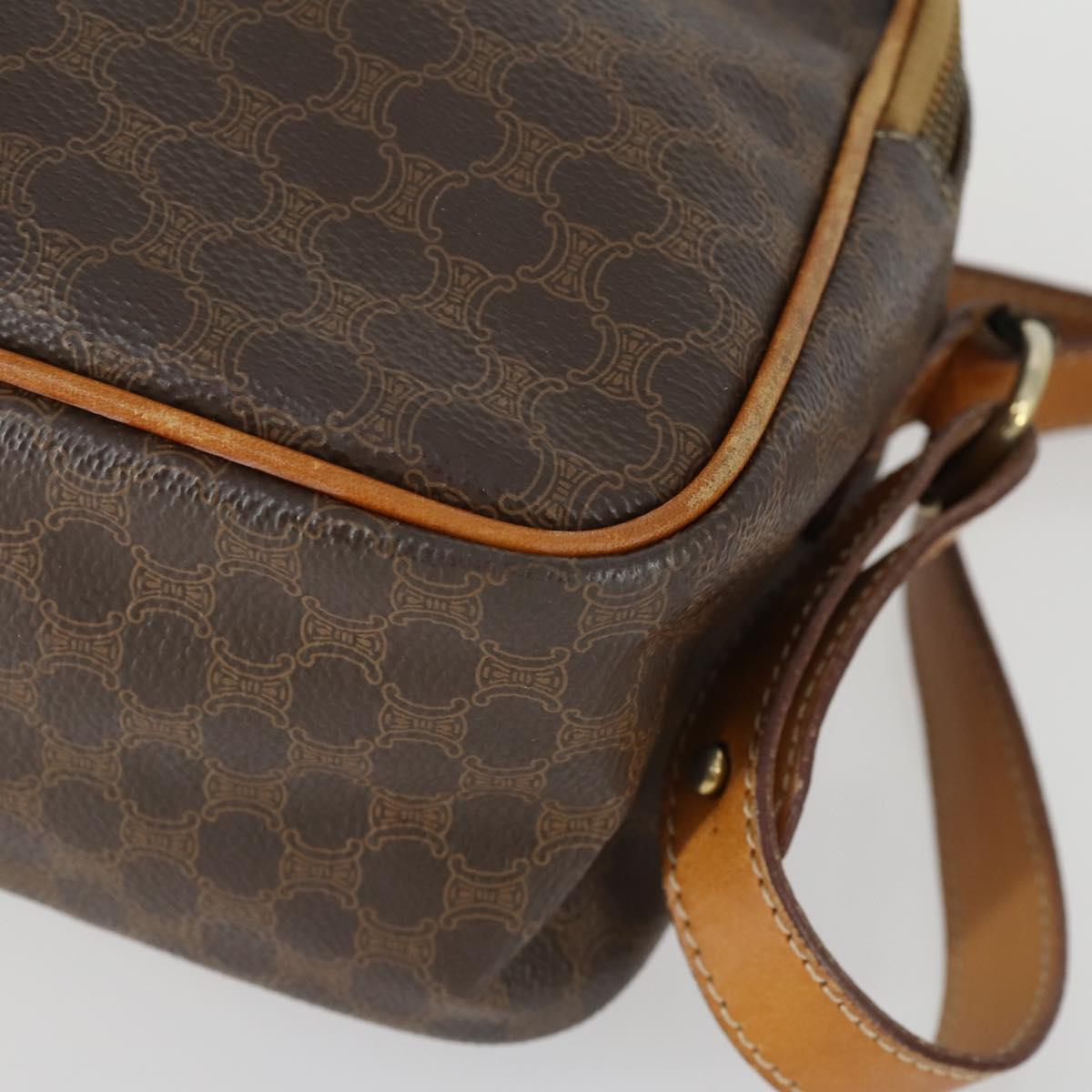CELINE Macadam Canvas Shoulder Bag PVC Leather 2way Brown Gold Auth BA9391