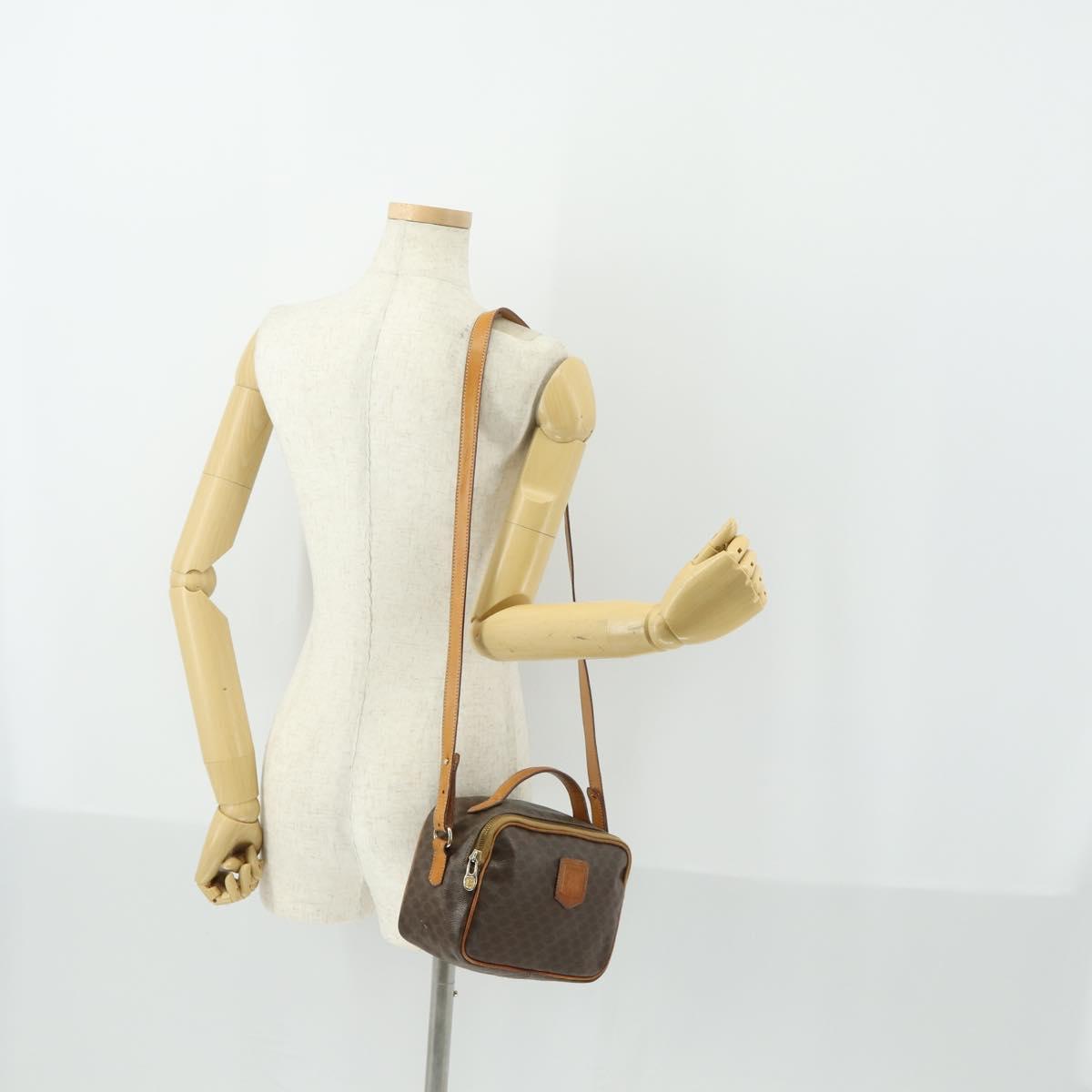 CELINE Macadam Canvas Shoulder Bag PVC Leather 2way Brown Gold Auth BA9391