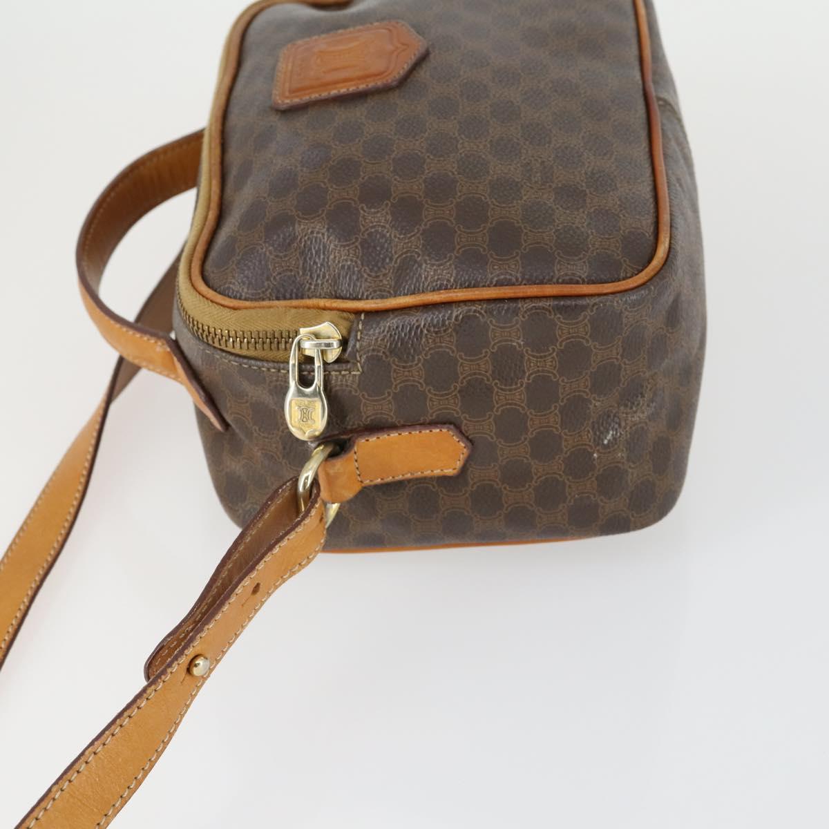 CELINE Macadam Canvas Shoulder Bag PVC Leather 2way Brown Gold Auth BA9391