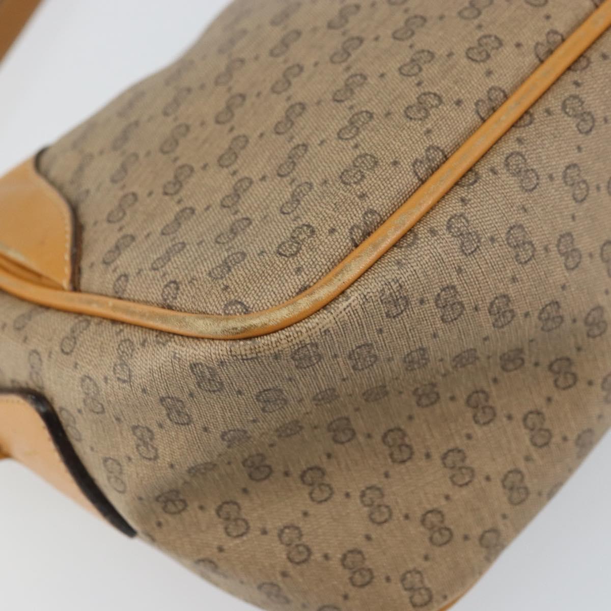 GUCCI Micro GG Supreme Shoulder Bag PVC Beige Gold Auth BA9394
