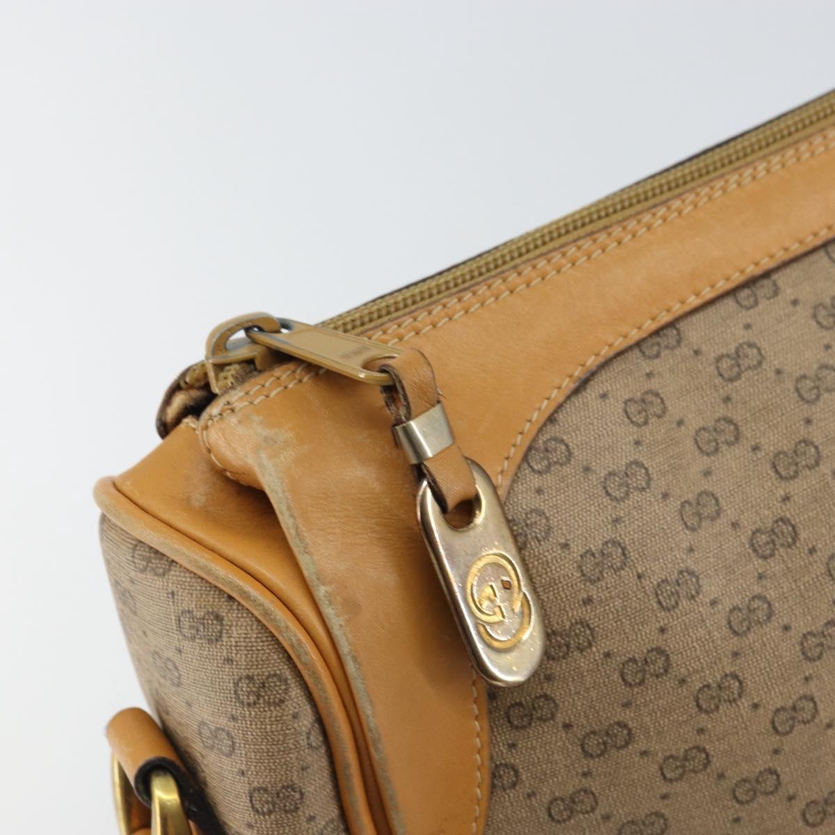 GUCCI Micro GG Supreme Shoulder Bag PVC Beige Gold Auth BA9394