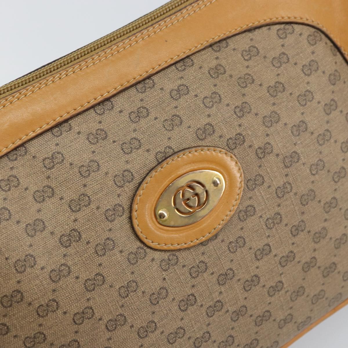 GUCCI Micro GG Supreme Shoulder Bag PVC Beige Gold Auth BA9394