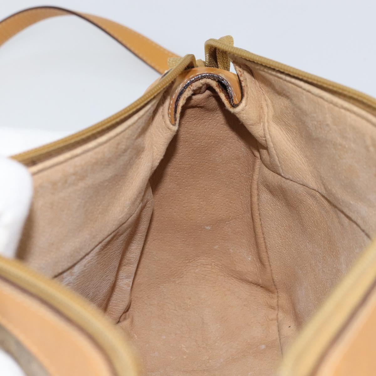 GUCCI Micro GG Supreme Shoulder Bag PVC Beige Gold Auth BA9394