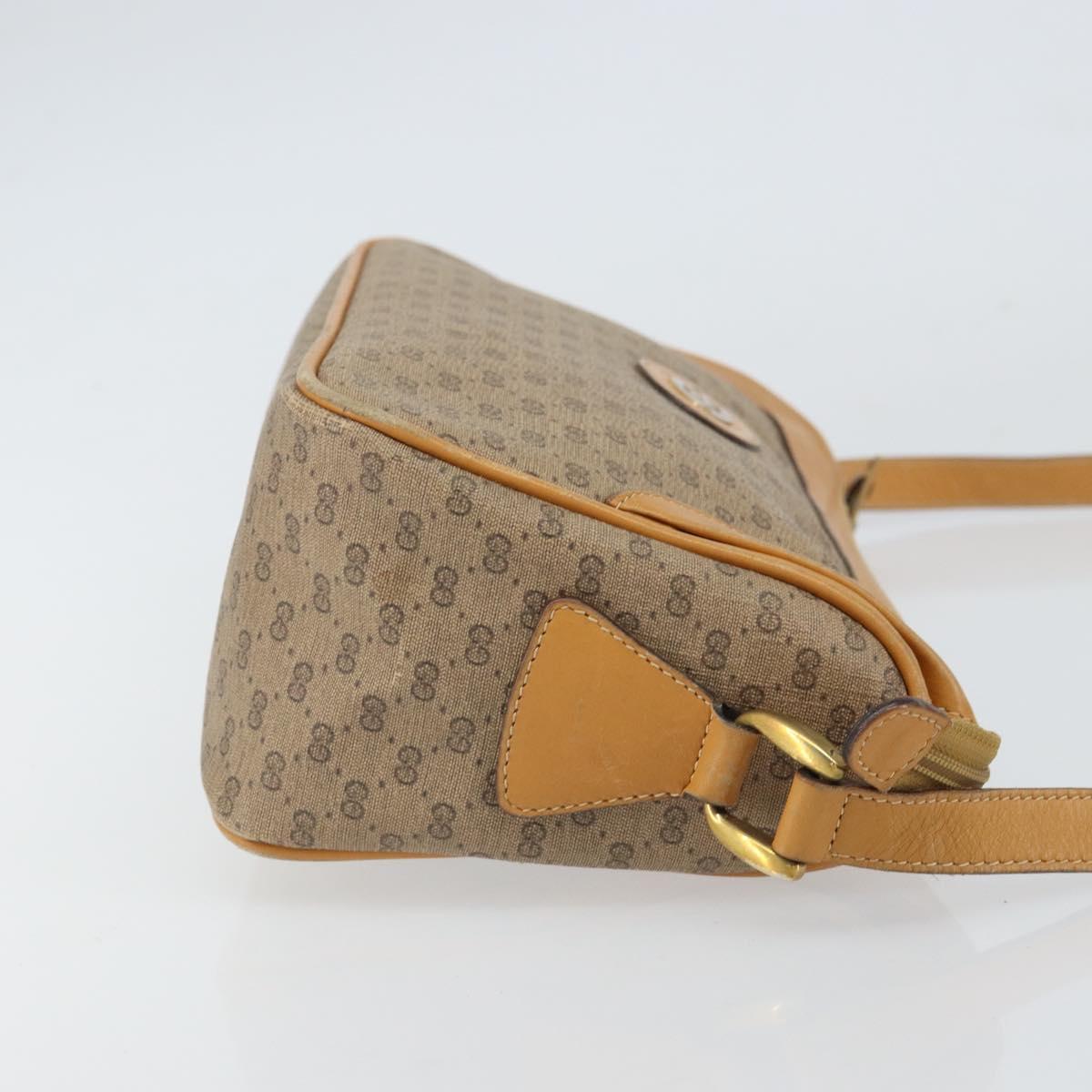 GUCCI Micro GG Supreme Shoulder Bag PVC Beige Gold Auth BA9394