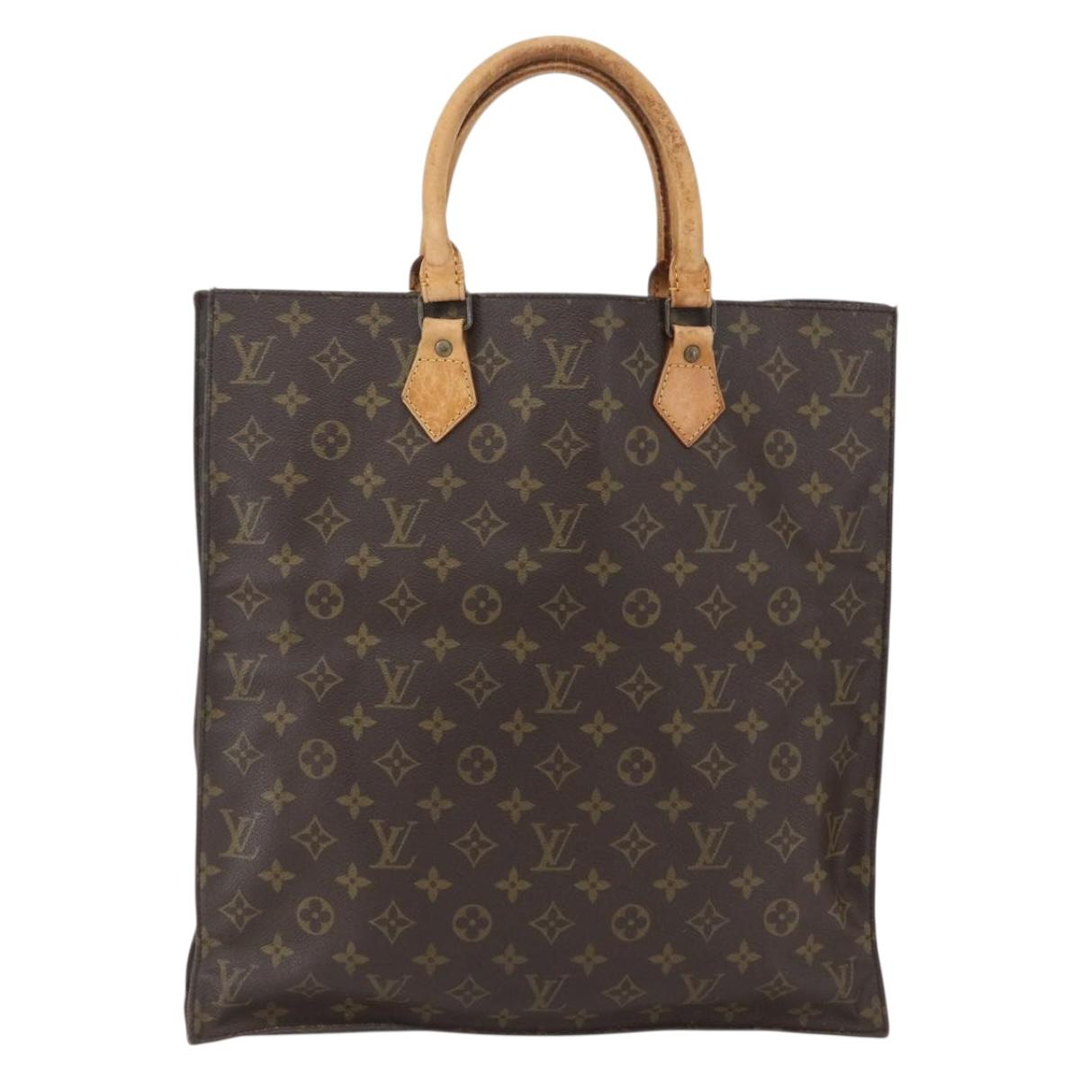 LOUIS VUITTON Monogram Sac Plat Hand Bag M51140 LV Auth BA9399