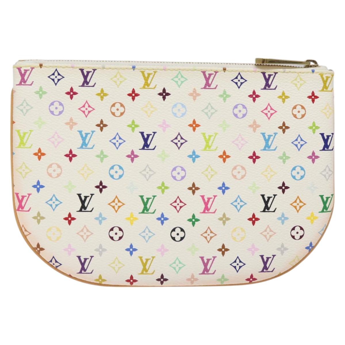 LOUIS VUITTON Monogram Multicolor Pochette GM Pouch White M60027 Auth BA939SAM