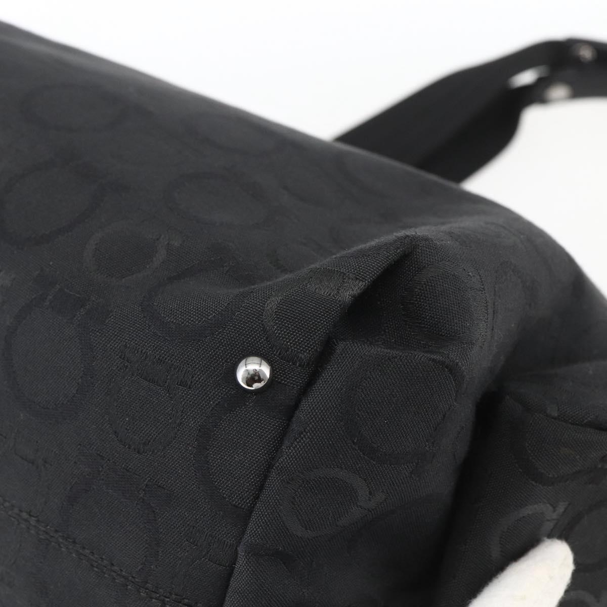 Salvatore Ferragamo Gancini Tote Bag Nylon Black Silver Auth BA9401
