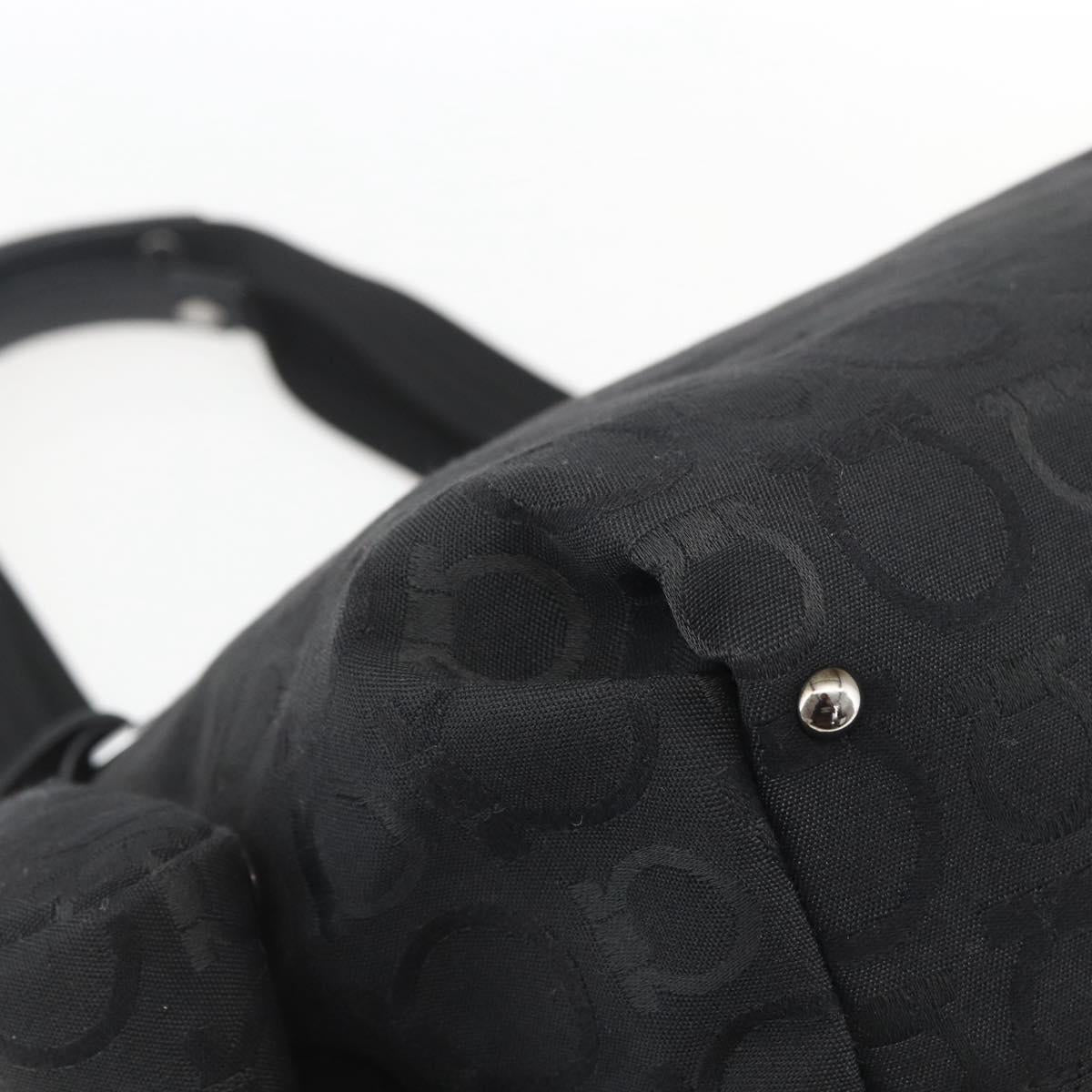 Salvatore Ferragamo Gancini Tote Bag Nylon Black Silver Auth BA9401