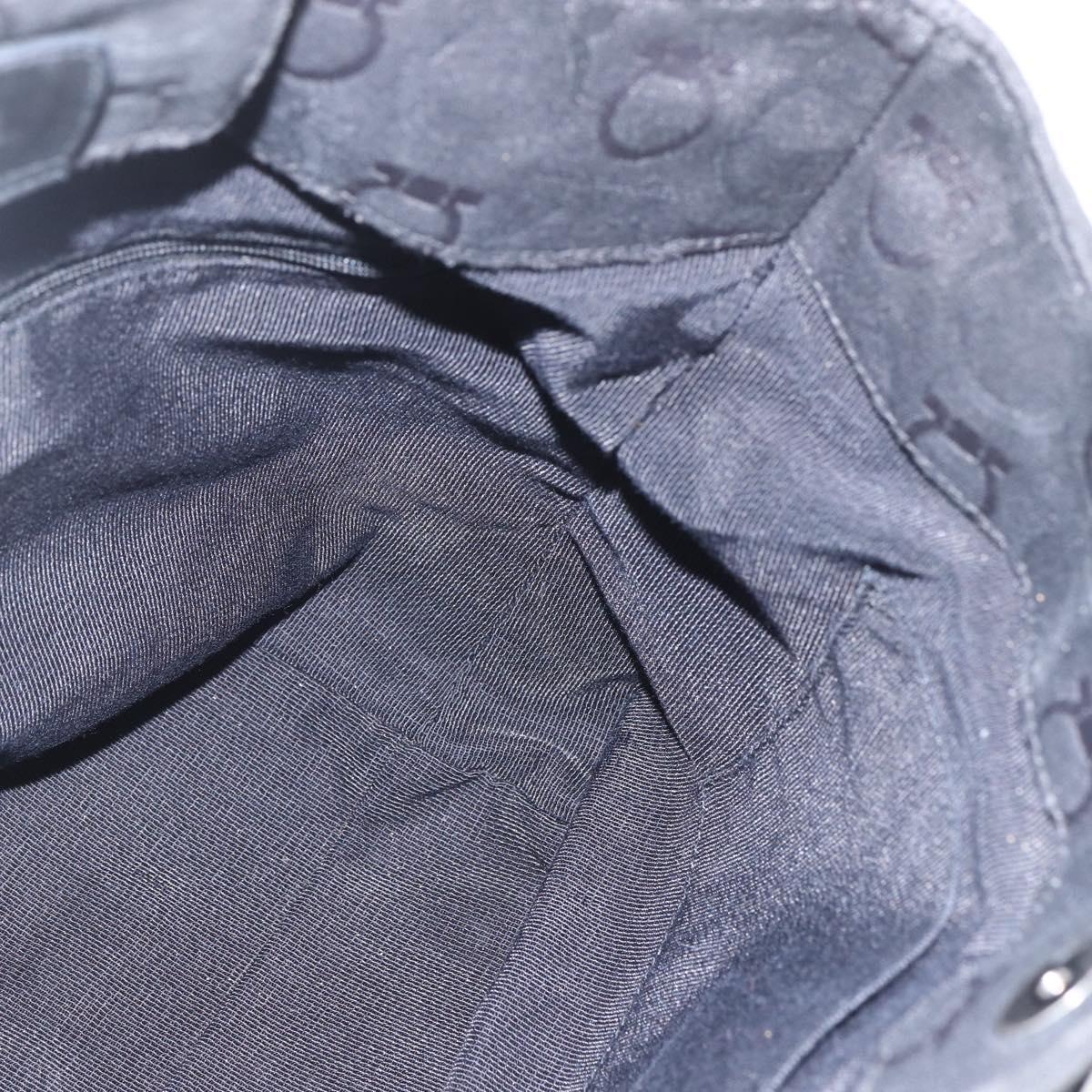 Salvatore Ferragamo Gancini Tote Bag Nylon Black Silver Auth BA9401
