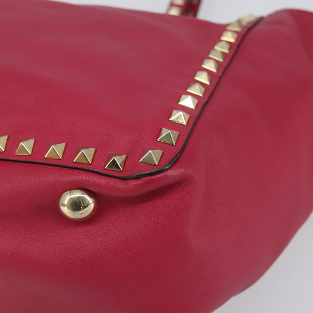 VALENTINO Rock studs Tote Bag Leather 2way Pink Gold Auth BA9403