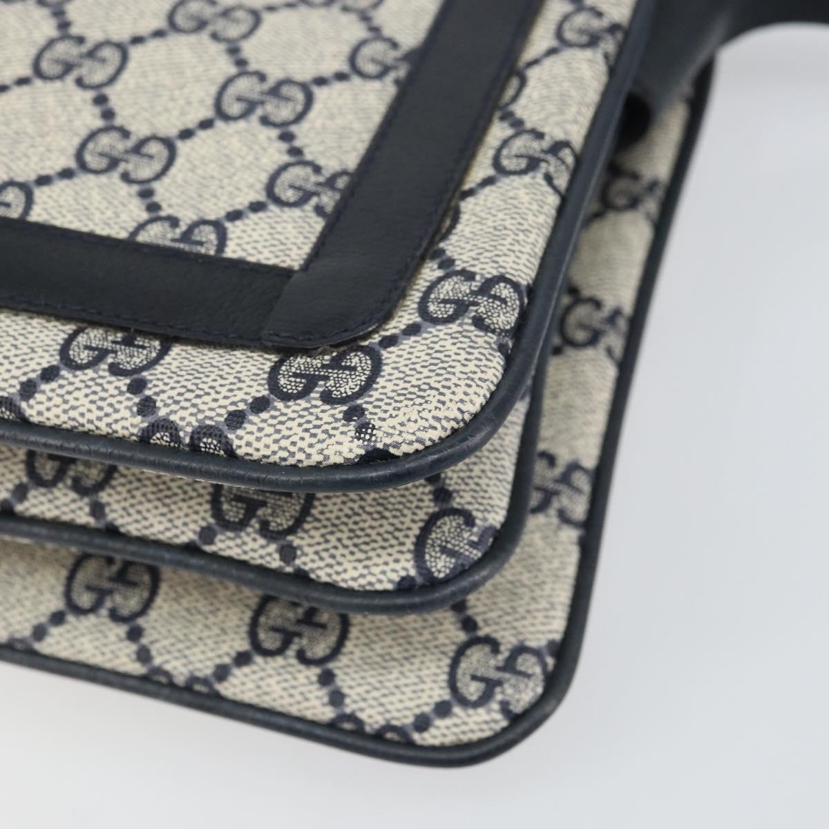 GUCCI GG Supreme Sherry Line Shoulder Bag PVC Navy Red 14 02 013 Auth BA9411