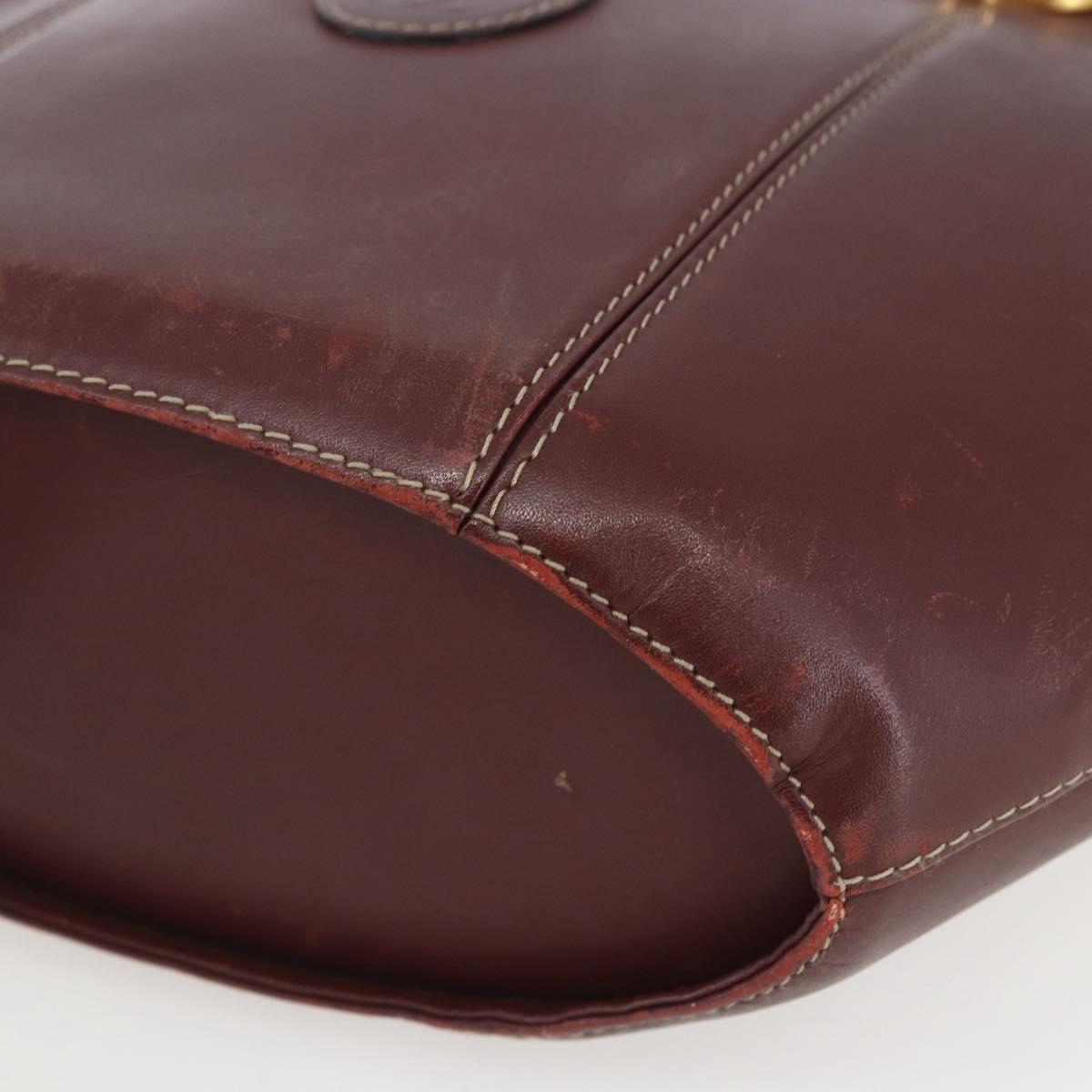 CARTIER Must Line Hand Bag Leather Bordeaux Gold Auth BA9415