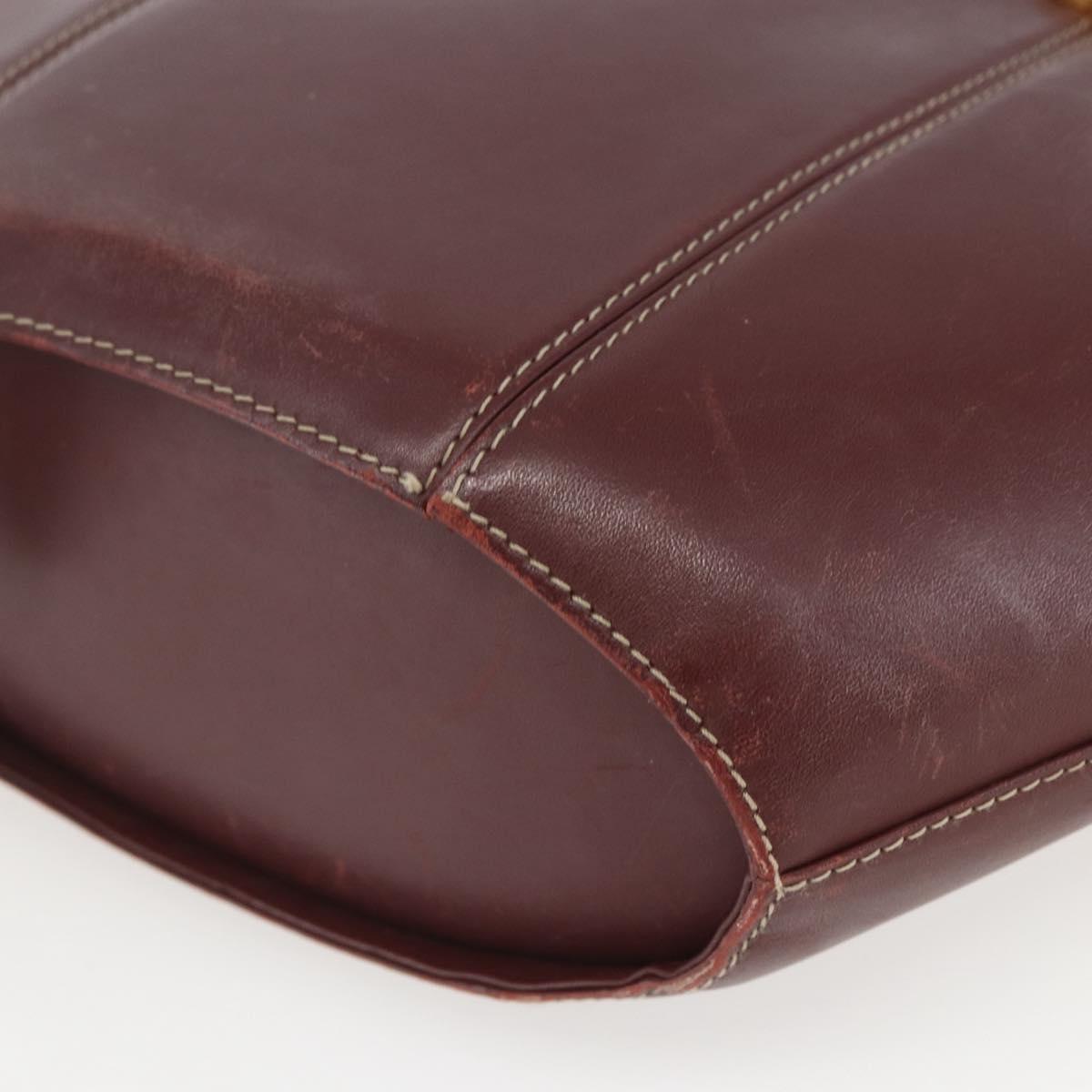 CARTIER Must Line Hand Bag Leather Bordeaux Gold Auth BA9415