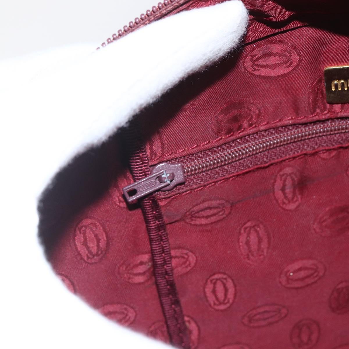 CARTIER Must Line Hand Bag Leather Bordeaux Gold Auth BA9415